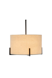 Modern Scandi Metal Hanging Pendant Lamp w/ Linen Shade Light - Matte Black V563-75170