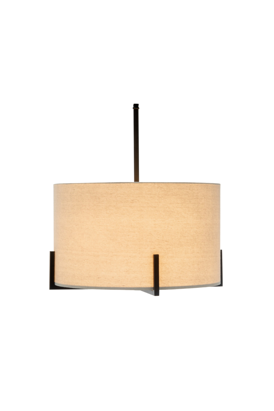 Modern Scandi Metal Hanging Pendant Lamp w/ Linen Shade Light - Matte Black V563-75170