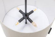 Modern Scandi Metal Hanging Pendant Lamp w/ Linen Shade Light - Matte Black V563-75170