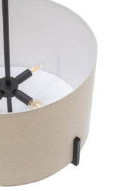 Modern Scandi Metal Hanging Pendant Lamp w/ Linen Shade Light - Matte Black V563-75170