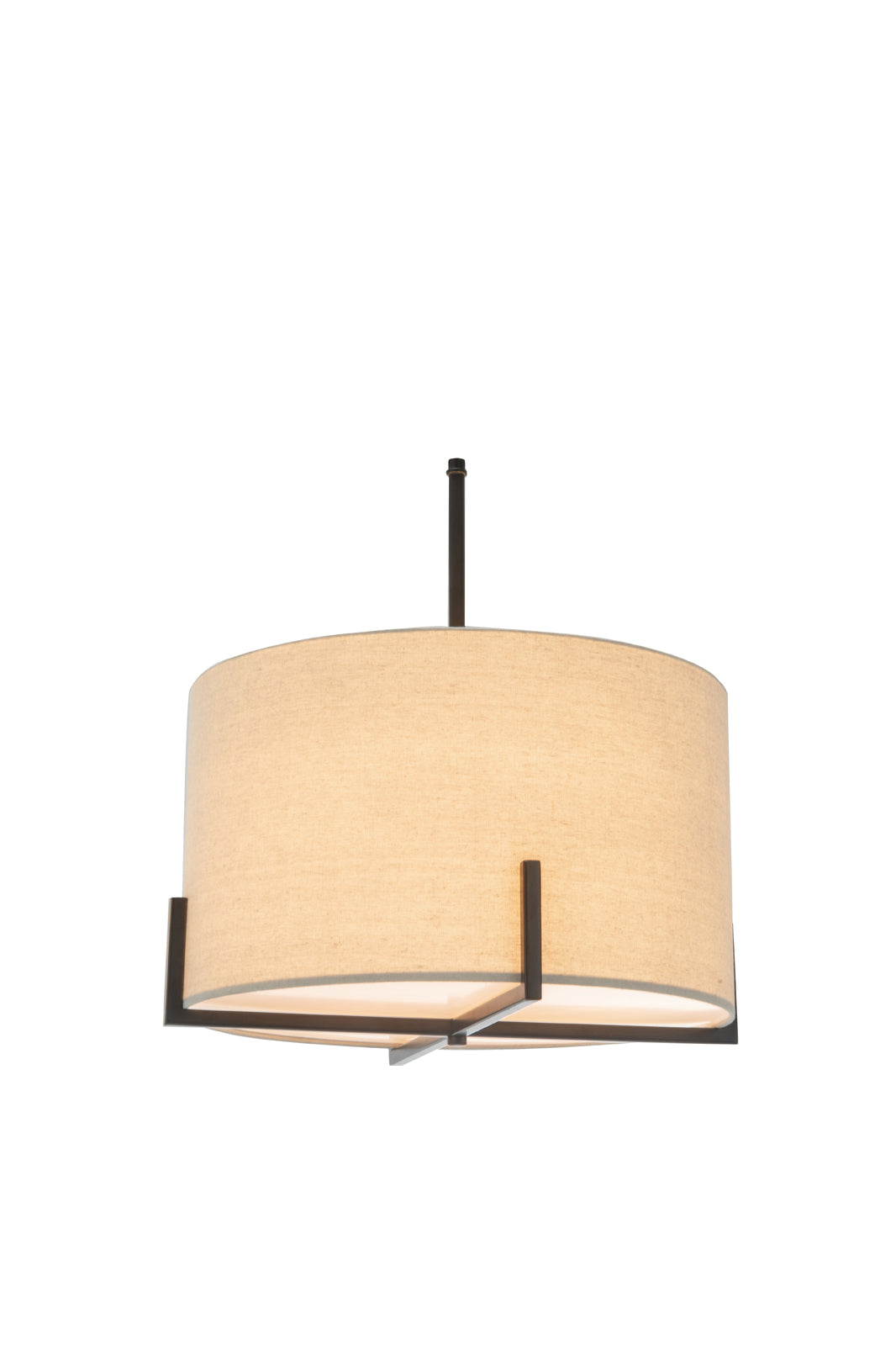 Modern Scandi Metal Hanging Pendant Lamp w/ Linen Shade Light - Matte Black V563-75170