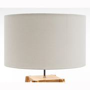 Eiffel 3 Tier Natural Wood Floor Lamp w/ Storage Shelves + Off White Linen Shade V563-75173