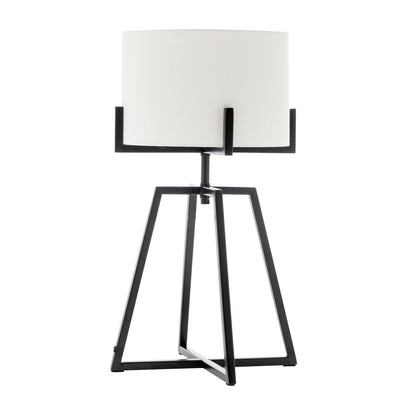 Modern Dimmable Floor Lamp + Table Desk Lamp w/ Linen Shade Scandi - Matte Black V563-75181_75182