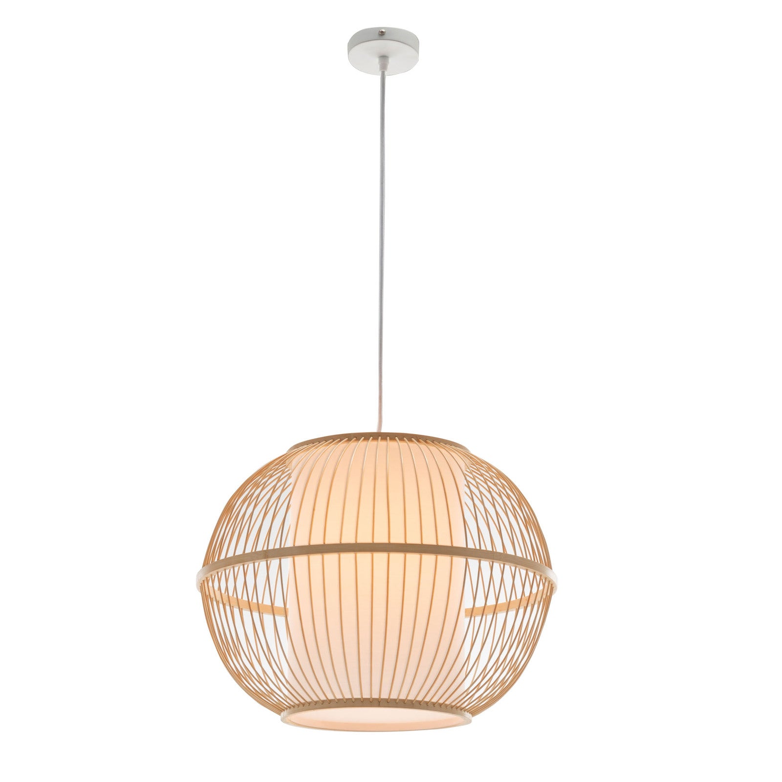 Natural Woven Bamboo Sphere Pendant Lamp Hanging Light Bell Shade Boho Tropical V563-75184