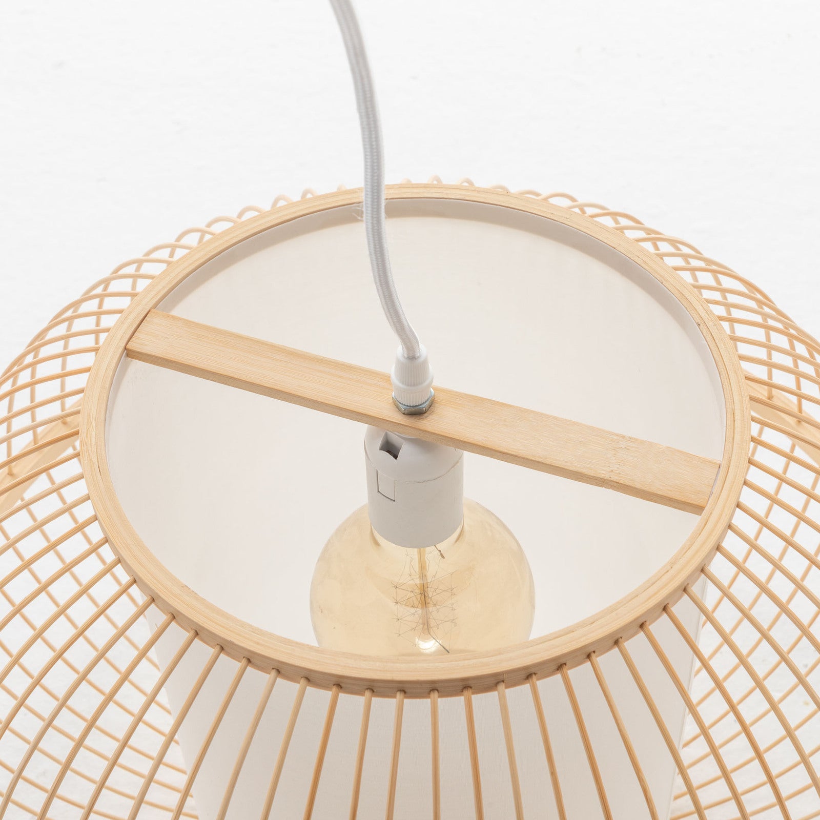 Natural Woven Bamboo Sphere Pendant Lamp Hanging Light Bell Shade Boho Tropical V563-75184