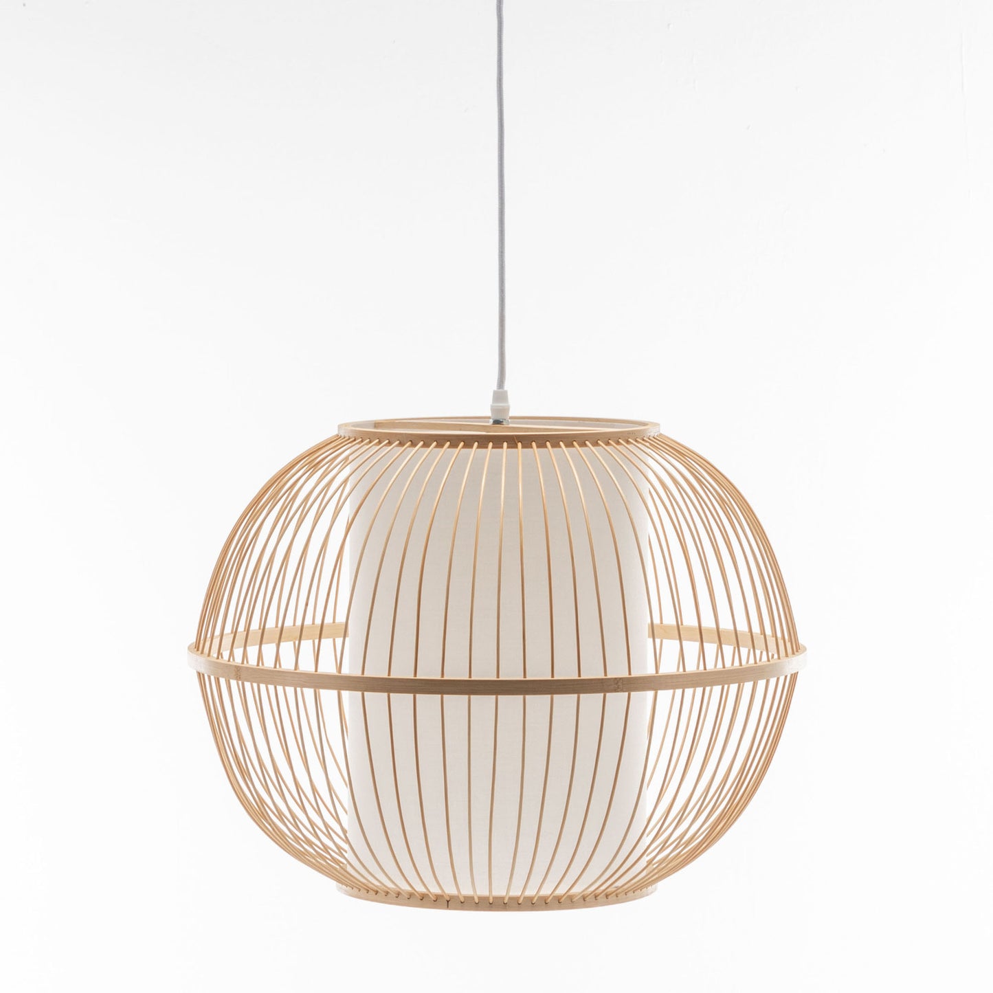 Natural Woven Bamboo Sphere Pendant Lamp Hanging Light Bell Shade Boho Tropical V563-75184
