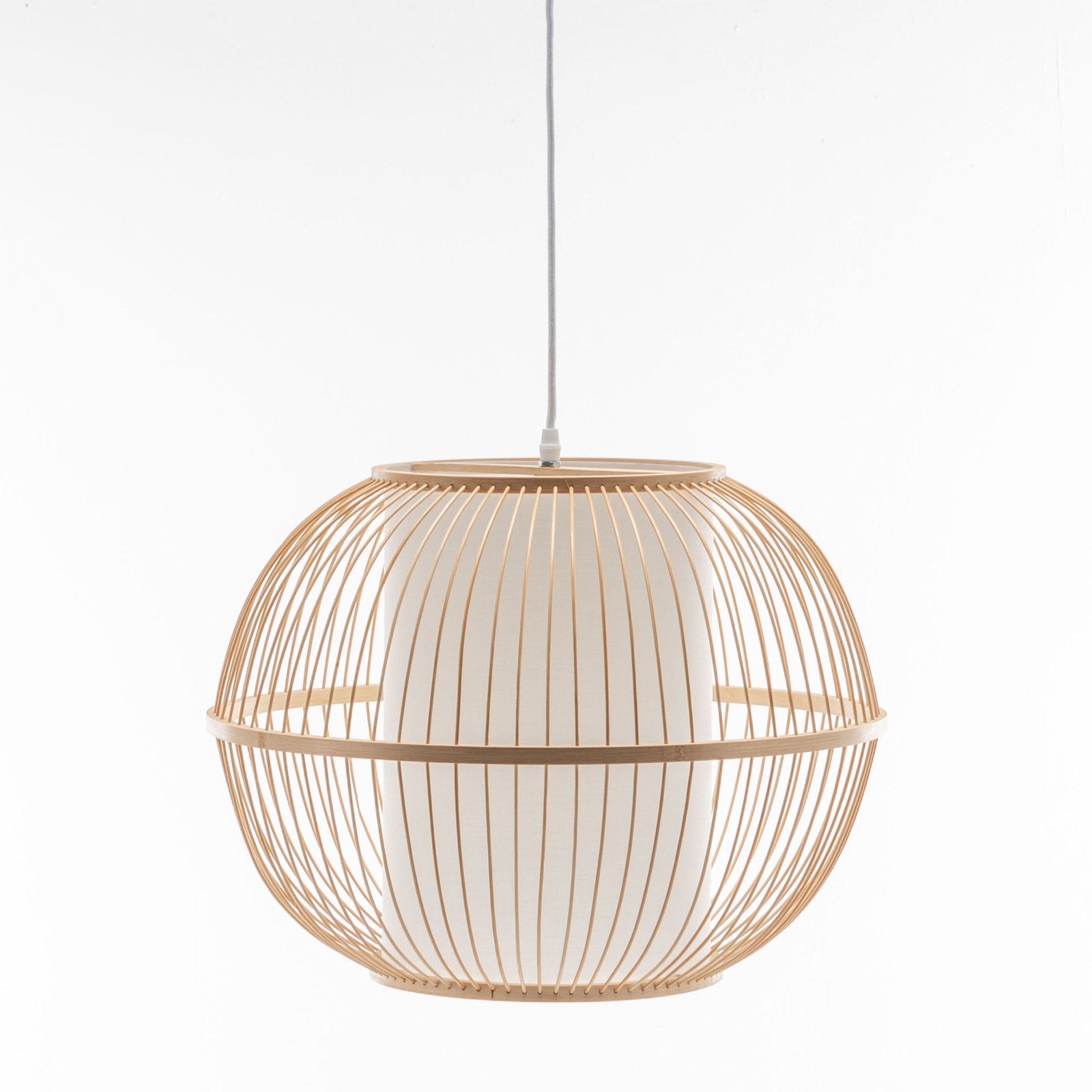 Natural Woven Bamboo Sphere Pendant Lamp Hanging Light Bell Shade Boho Tropical V563-75184