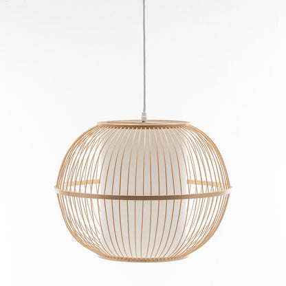 Natural Woven Bamboo Sphere Pendant Lamp Hanging Light Bell Shade Boho Tropical V563-75184
