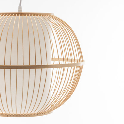 Natural Woven Bamboo Sphere Pendant Lamp Hanging Light Bell Shade Boho Tropical V563-75184