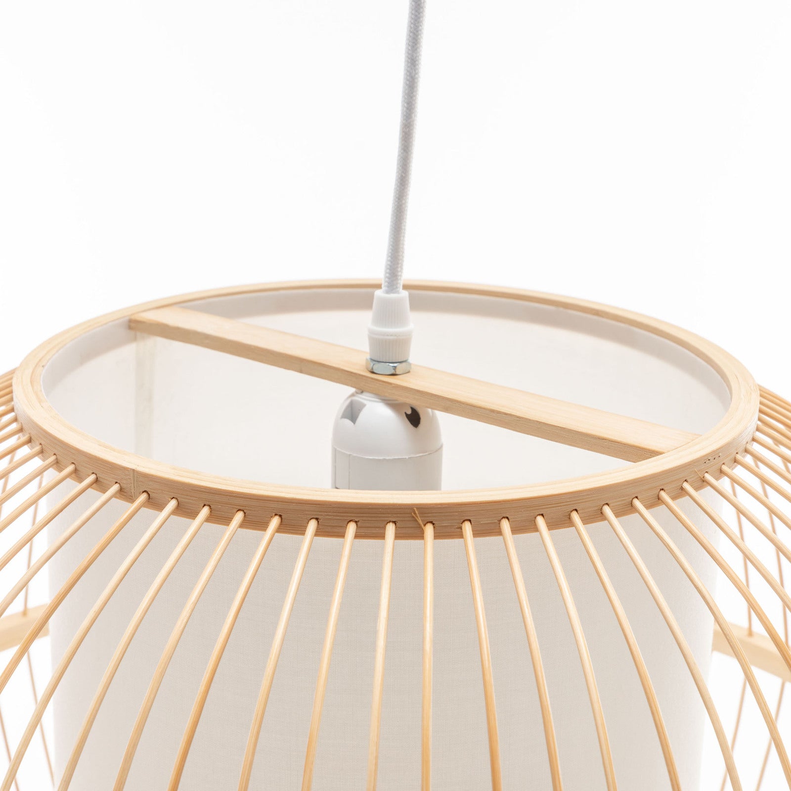 Natural Woven Bamboo Sphere Pendant Lamp Hanging Light Bell Shade Boho Tropical V563-75184