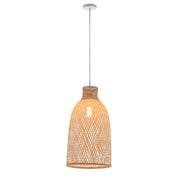 Natural Woven Bamboo Cone Pendant Lamp Hanging Light Bell Shade Boho Tropical V563-75185