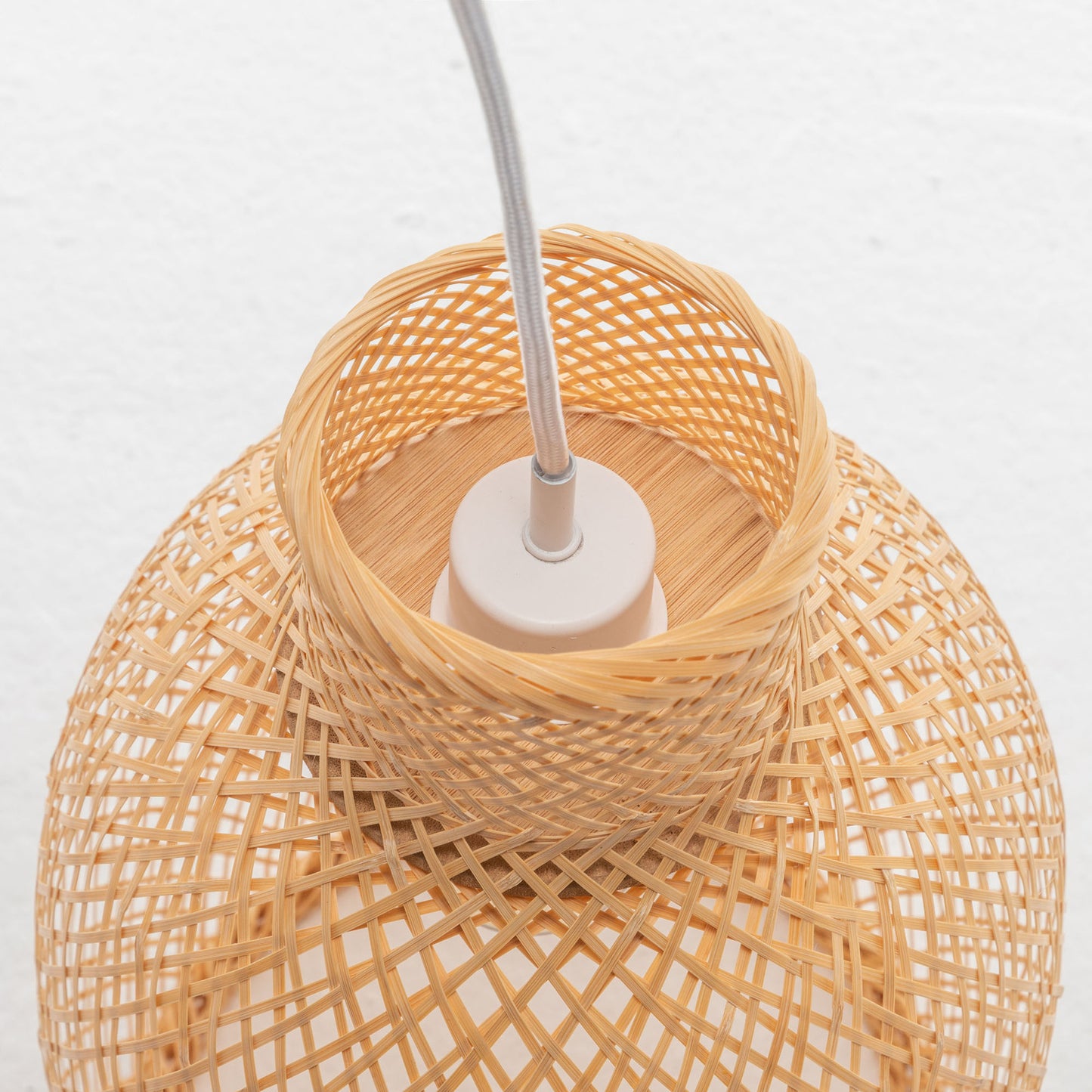 Natural Woven Bamboo Cone Pendant Lamp Hanging Light Bell Shade Boho Tropical V563-75185