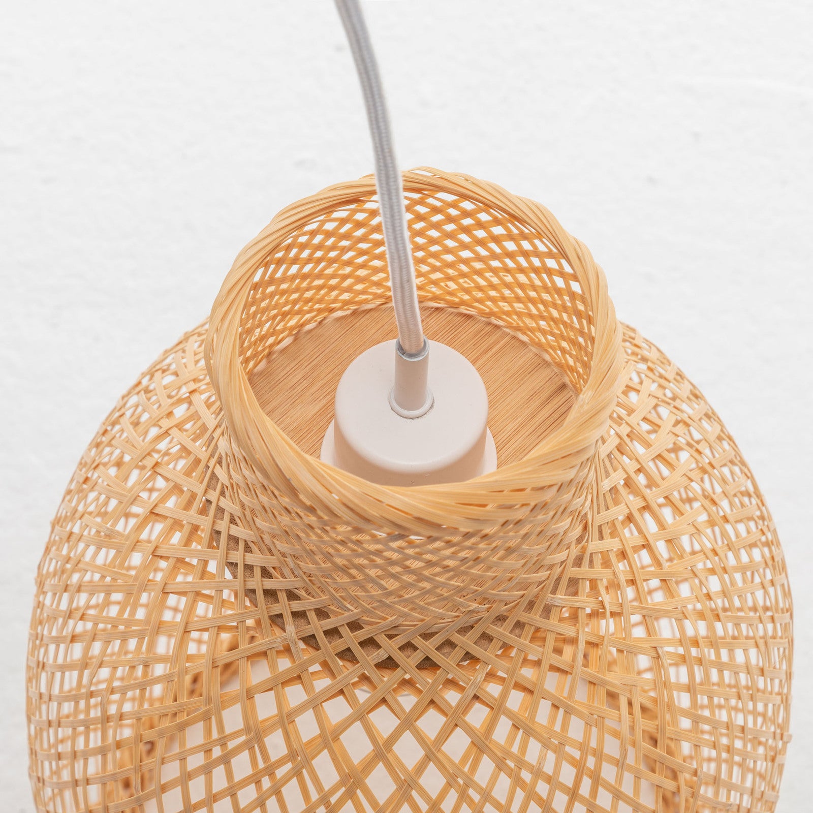 Natural Woven Bamboo Cone Pendant Lamp Hanging Light Bell Shade Boho Tropical V563-75185