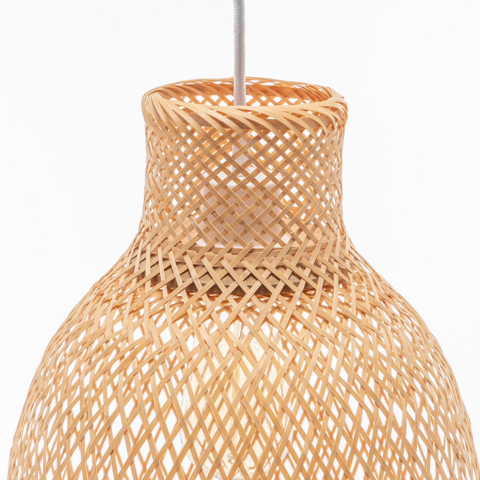 Natural Woven Bamboo Cone Pendant Lamp Hanging Light Bell Shade Boho Tropical V563-75185
