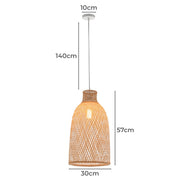 Natural Woven Bamboo Cone Pendant Lamp Hanging Light Bell Shade Boho Tropical V563-75185