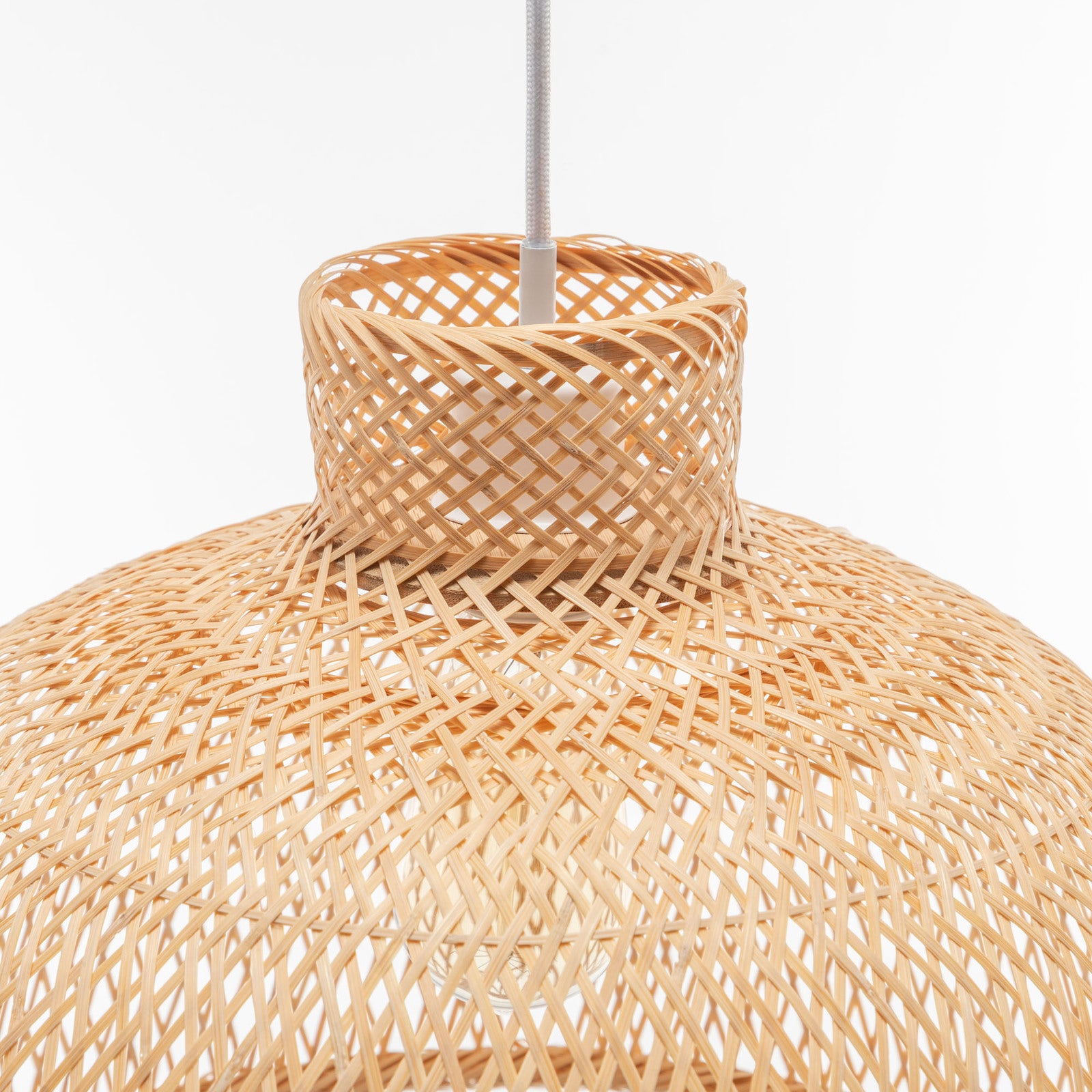 Natural Hand Woven Bamboo Dome Pendant Lamp Hanging Light Rattan Style V563-75186