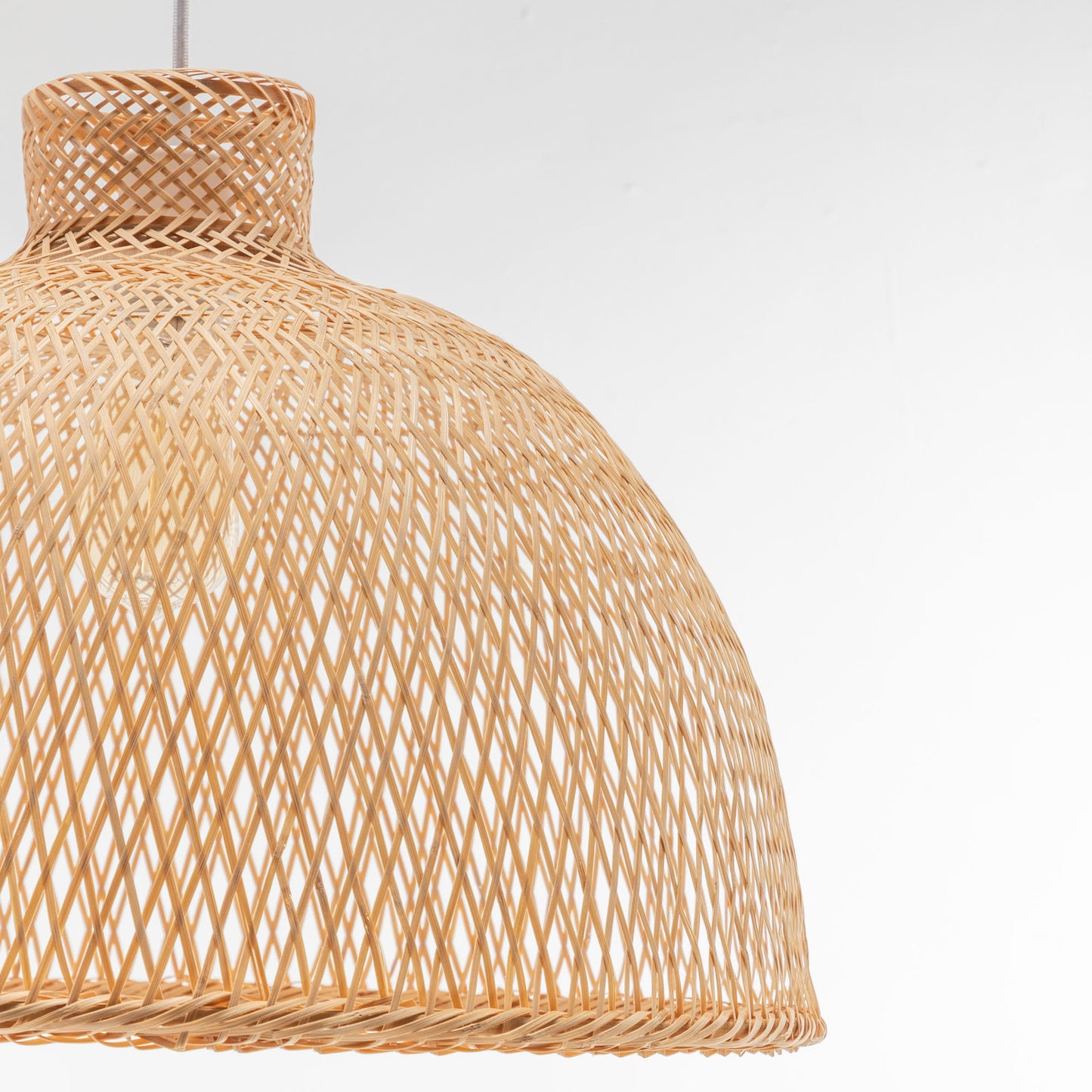 Natural Hand Woven Bamboo Dome Pendant Lamp Hanging Light Rattan Style V563-75186