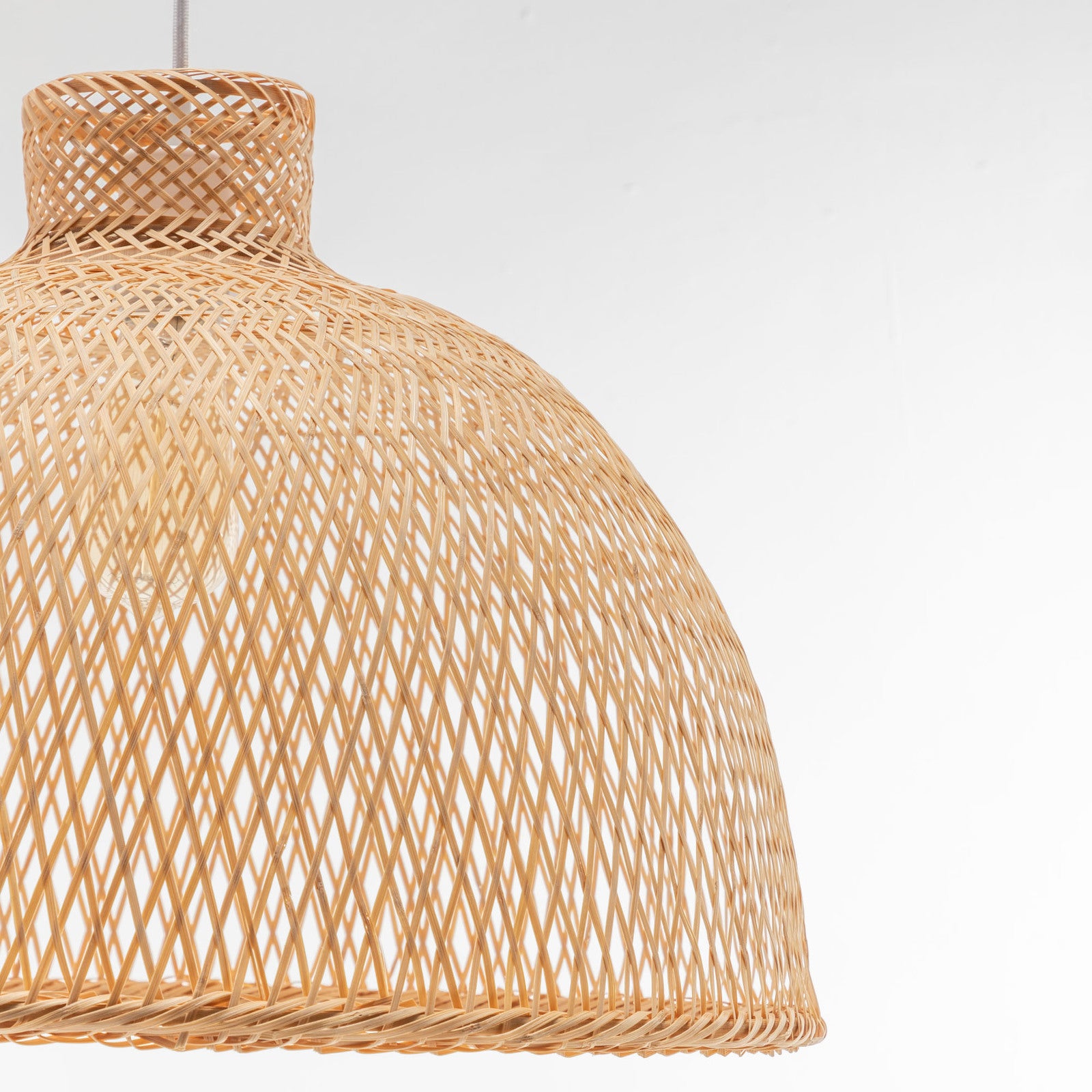 Natural Hand Woven Bamboo Dome Pendant Lamp Hanging Light Rattan Style V563-75186