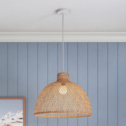 Natural Hand Woven Bamboo Dome Pendant Lamp Hanging Light Rattan Style V563-75186