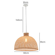 Natural Hand Woven Bamboo Dome Pendant Lamp Hanging Light Rattan Style V563-75186