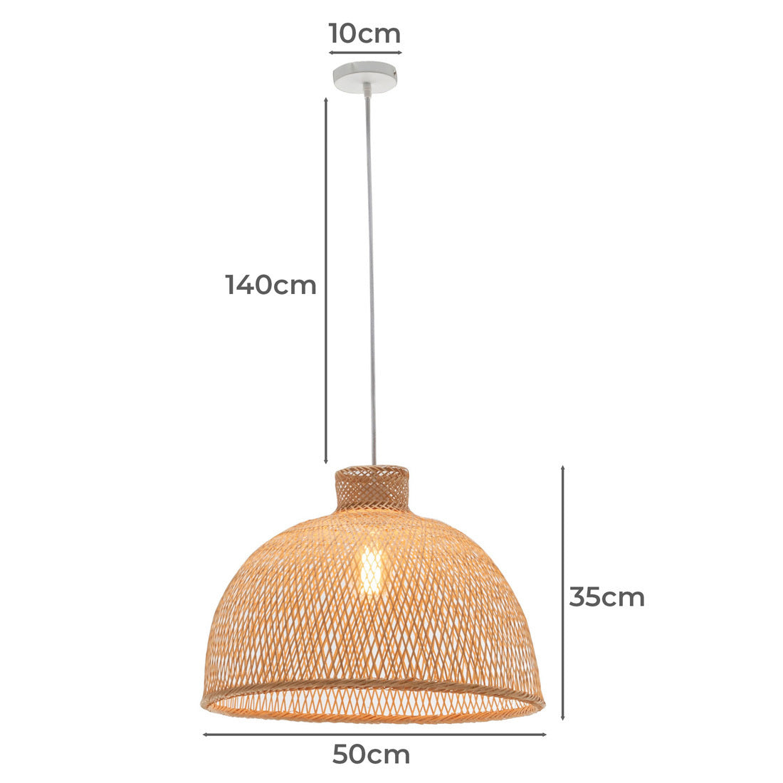 Natural Hand Woven Bamboo Dome Pendant Lamp Hanging Light Rattan Style V563-75186