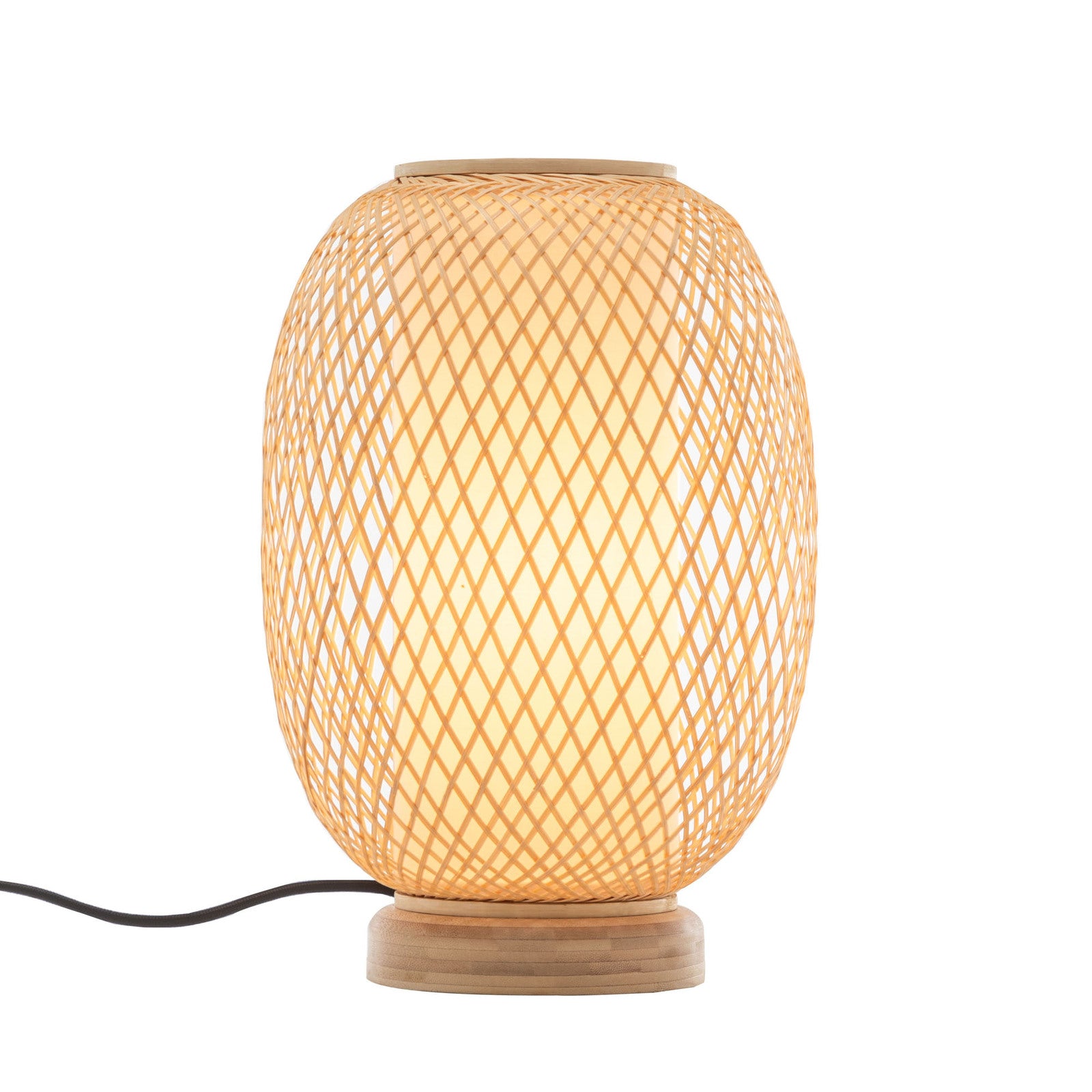 Natural Woven Bamboo Oval Table Lamp Light Shade Boho Tropical Coastal V563-75188