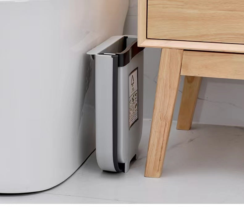 9L Kitchen Wall Mounted Foldable Waste Bin Hanging Trash Can Collapsible - Brown V563-75191