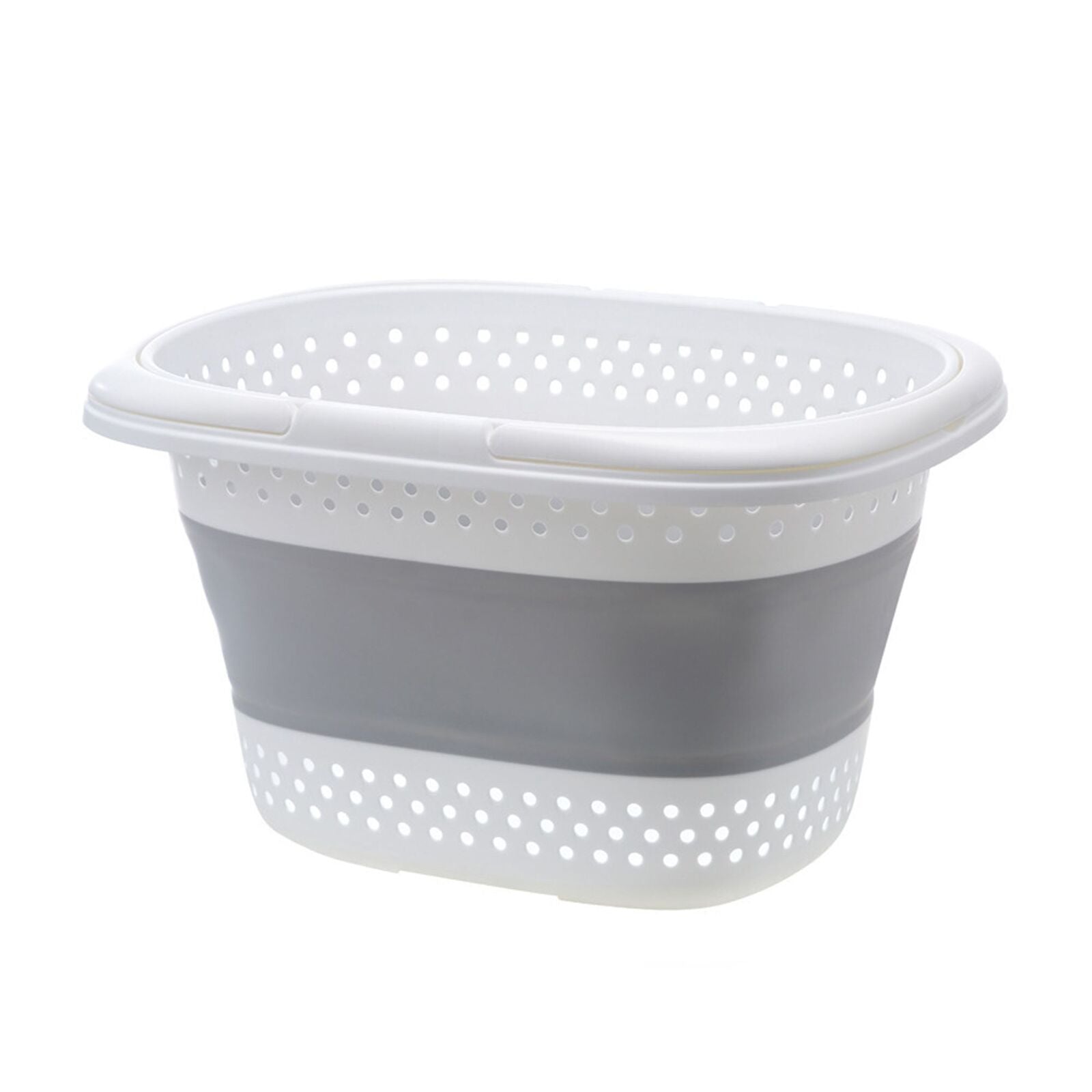 28L Foldable Laundry Washing Basket with Handle Collapsible - Grey/White V563-75194