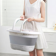 28L Foldable Laundry Washing Basket with Handle Collapsible - Grey/White V563-75194
