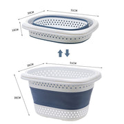 28L Foldable Laundry Washing Basket with Handle Collapsible - Grey/White V563-75194