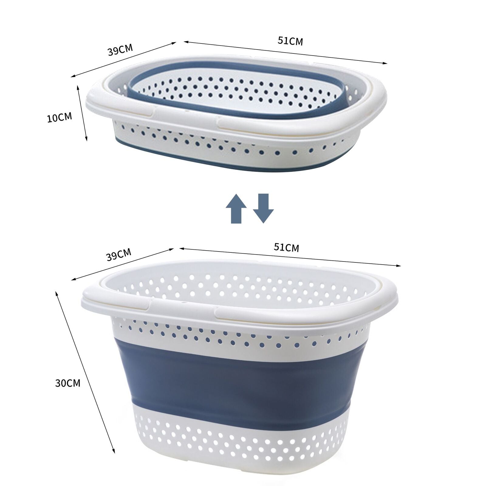 28L Foldable Laundry Washing Basket with Handle Collapsible - Grey/White V563-75194