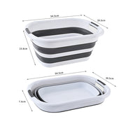 26L Collapsible Laundry Basket Washing Clothes w/Handles Bin Foldable - Grey/White V563-75196