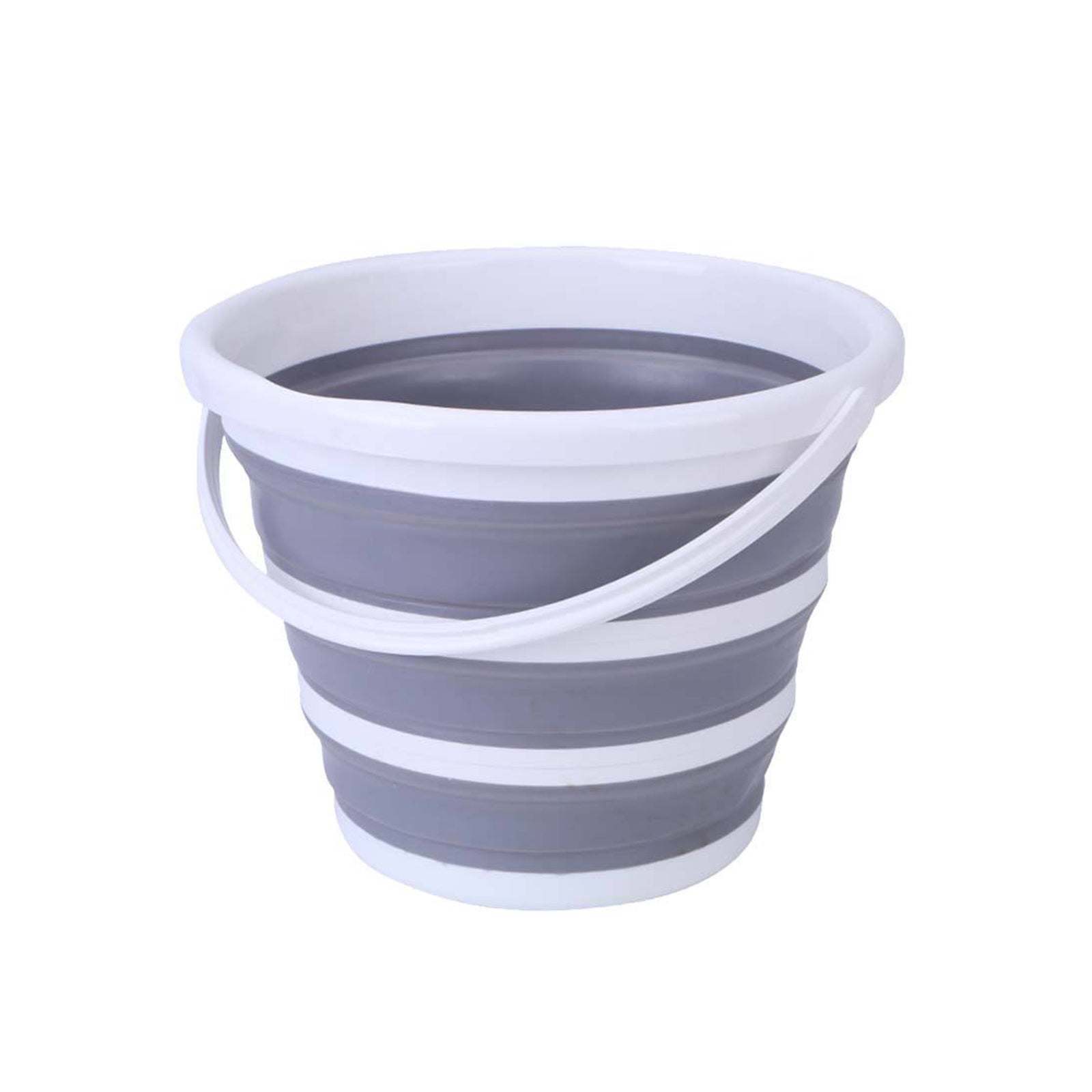 10 Litre Foldable Collapsible Bucket Silicone for Home/Hiking/Camping/Fishing - Grey/White V563-75197