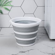 10 Litre Foldable Collapsible Bucket Silicone for Home/Hiking/Camping/Fishing - Grey/White V563-75197