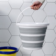 10 Litre Foldable Collapsible Bucket Silicone for Home/Hiking/Camping/Fishing - Grey/White V563-75197