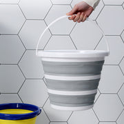 2x 10L Foldable Collapsible Bucket Silicone Hiking/Camping/Fishing - Grey/White V563-75197-2X