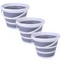 3x 10L Foldable Collapsible Bucket Silicone Hiking/Camping/Fishing - Grey/White V563-75197-3X