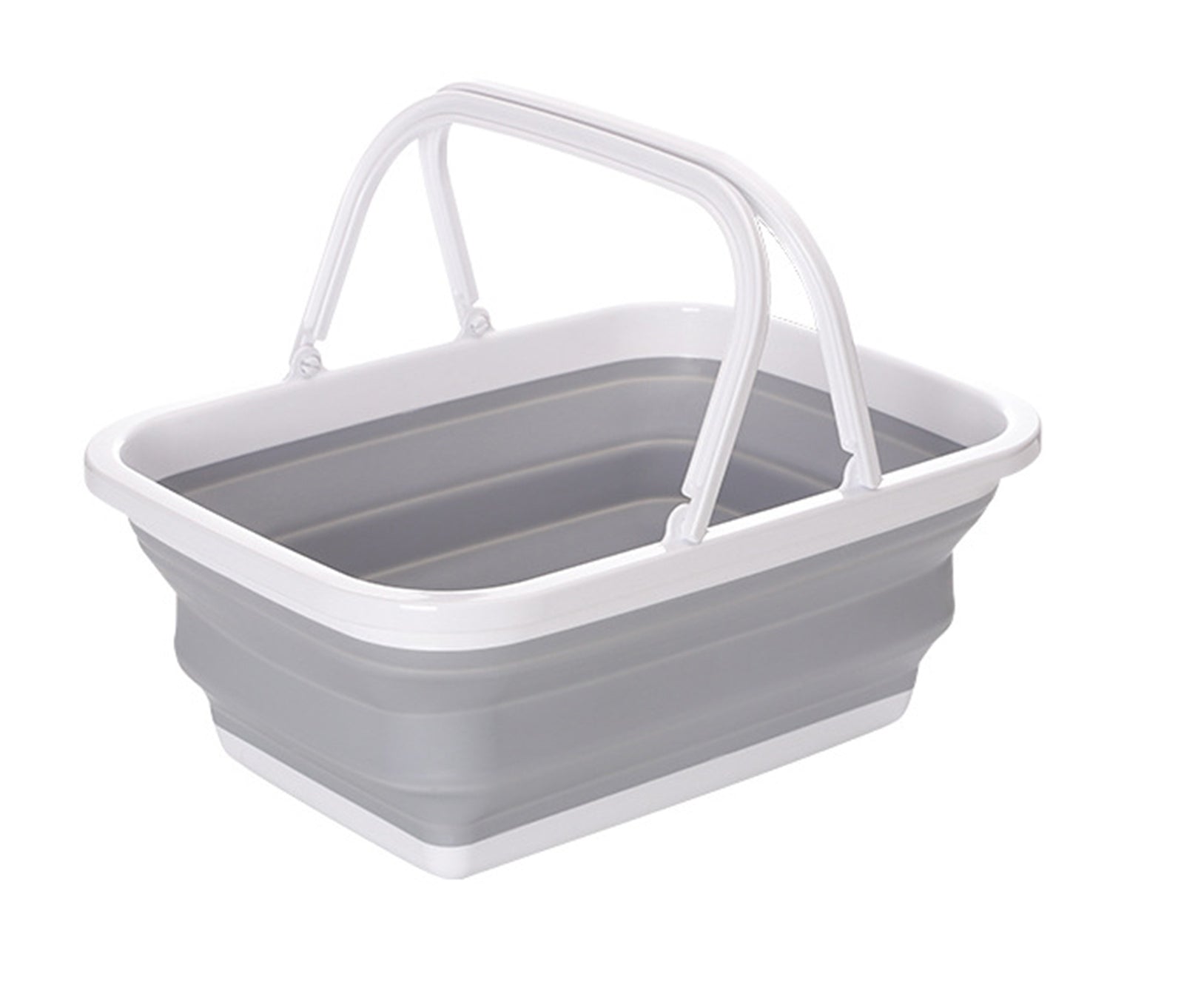9L Collapsible Laundry Basket Washing Clothes w/Handles Bin Foldable - Grey/White V563-75198