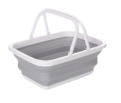 9L Collapsible Laundry Basket Washing Clothes w/Handles Bin Foldable - Grey/White V563-75198