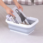 9L Collapsible Laundry Basket Washing Clothes w/Handles Bin Foldable - Grey/White V563-75198