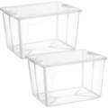 2x 57 Litre Modular Clear Foldable Storage Box with Lid Plastic Tub Collapsible V563-75200-2X