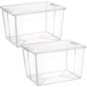 2x 57 Litre Modular Clear Foldable Storage Box with Lid Plastic Tub Collapsible V563-75200-2X