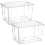 2x 57 Litre Modular Clear Foldable Storage Box with Lid Plastic Tub Collapsible V563-75200-2X