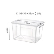 2x 57 Litre Modular Clear Foldable Storage Box with Lid Plastic Tub Collapsible V563-75200-2X