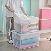 2x 57 Litre Modular Clear Foldable Storage Box with Lid Plastic Tub Collapsible V563-75200-2X
