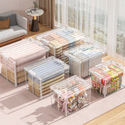 2x 57 Litre Modular Clear Foldable Storage Box with Lid Plastic Tub Collapsible V563-75200-2X
