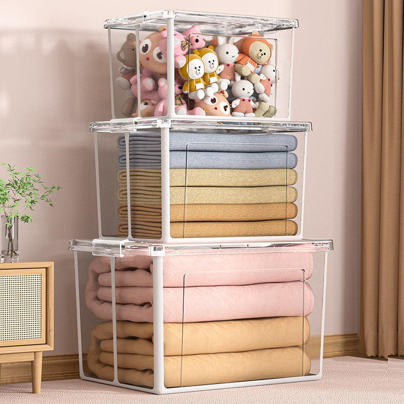 2x 57 Litre Modular Clear Foldable Storage Box with Lid Plastic Tub Collapsible V563-75200-2X