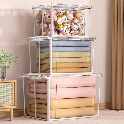 2x 57 Litre Modular Clear Foldable Storage Box with Lid Plastic Tub Collapsible V563-75200-2X