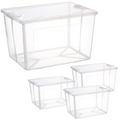4x 57 Litre Modular Clear Foldable Storage Box with Lid Plastic Tub Collapsible V563-75200-4X