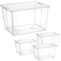 4x 57 Litre Modular Clear Foldable Storage Box with Lid Plastic Tub Collapsible V563-75200-4X